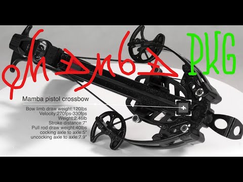 Видео: JunXing Mamba PKG 155lbs - Новый паккаж в сумке знаменитого арбалета-пистолета Мамба по выбору