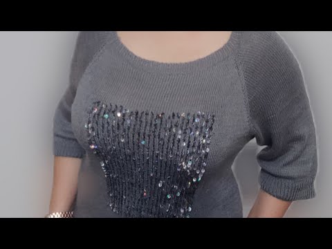 Видео: Вяжем платье из хлопка нарцисс, с пайетками