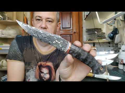 Видео: Шикарный нож из мозаичного дамаска. Выполненные работы. Для тех, кто любит хайп.