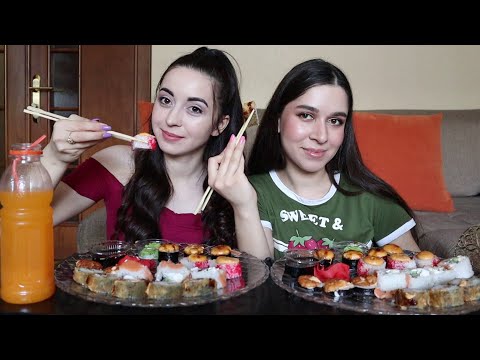 Видео: СУШИ/РОЛЛЫ МУКБАНГ С ПОДРУГОЙ #AykaEmilly