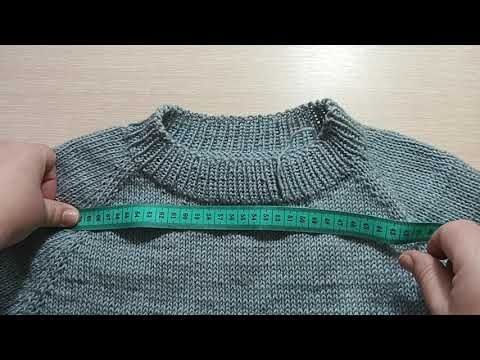 Видео: Мужской джемпер спицами,регланом сверху на размер 54 - 56.