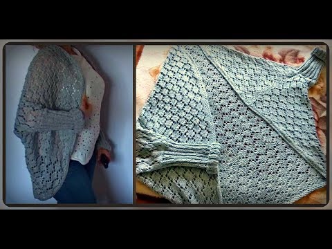 Видео: Кардиган - кокон, вязание спицами