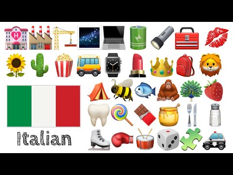 Видео: Выучите 400 слов - Итальянский  + Emoji -  🌻🌵🍿🚌⌚️💄👑🎒🦁🌹🥕⚽🧸🎁
