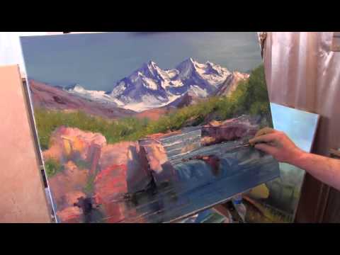 Видео: Научиться рисовать горы, уроки живописи для новичков, художник Сахаров