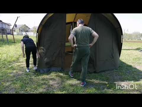Видео: Установка первый раз карповой палатки Fox R series 2 man giant.