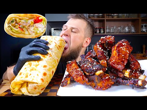 Видео: ШАУРМА РАЗМЕРОМ С ПОЛЕНО, РЕБРА БАРБЕКЮ, ШАВЕРМА, ASMR MUKBANG, АСМР МУКБАНГ, 먹방, 大食い, たべる, 谢尔盖