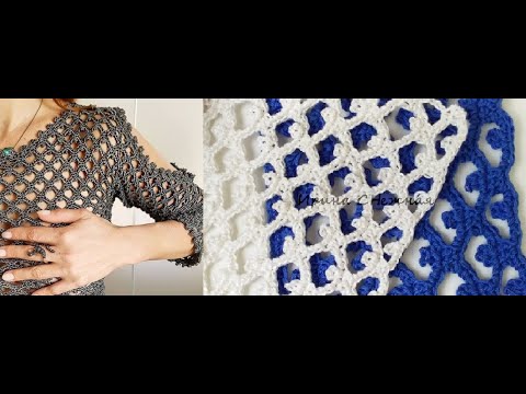 Видео: Шикарный узор крючком сеточка с пико или капелькой внутри сетчатого мотива