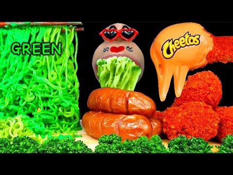 Видео: [MUKBANG] зеленая фасоль, красная курица, колбаса