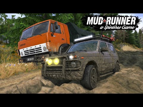 Видео: ЕДУ НА НИВЕ ВЫТАСКИВАТЬ БАТИН КАМАЗ ИЗ БОЛОТА! - SPINTIRES: MUDRUNNER