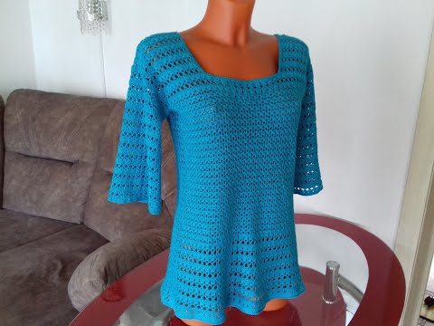 Видео: ВЯЖЕМ ЛЕТНЮЮ АЖУРНУЮ  ПРОСТУЮ ТУНИКУ КРЮЧКОМ.Часть 1.