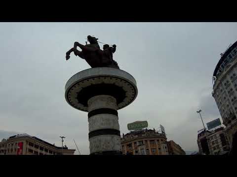 Видео: Плоштад Македонија , Скопје - town square Macedonia , Skopje 2021 02