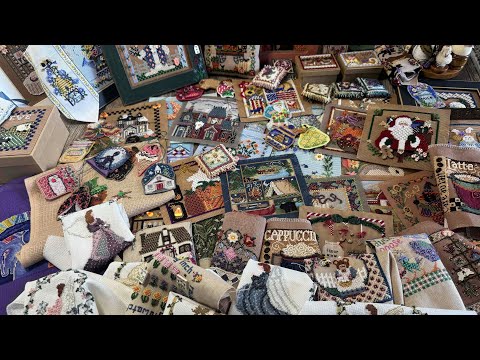 Видео: Весь мой вышитый милл хилл! Очень много MILL HILL!