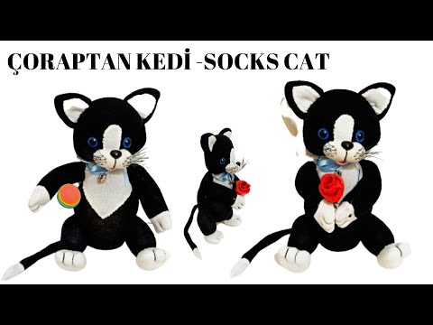 Видео: Как легко сделать кошку из носков — сделай сам