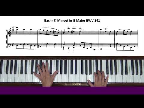 Видео: Бах Менуэт соль мажор BWV 841 Учебное пособие по фортепиано