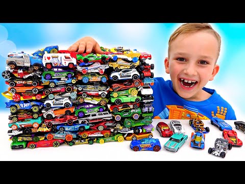 Видео: Влад и Никита играют с детскими машинками | Hot Wheels City Слайм Челлендж