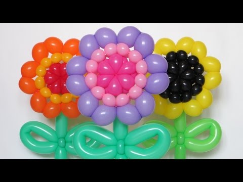 Видео: Трехцветный цветок из шаров / Tricolor flower of balloons (Subtitles)