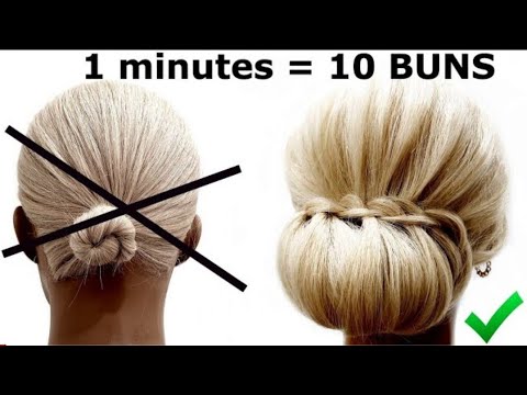 Видео: 10 одноминутных пучков на редкие волосы. 10 one-minute buns for sparse hair.