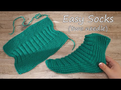 Видео: Легкие носки на двух спицах | Easy Socks Two Needle Knitting Pattern