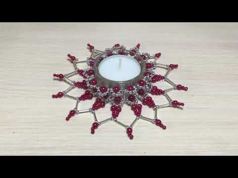 Видео: Подсвечник для чайной свечи/ Мастер-класс/ Бисероплетение