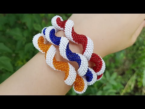 Видео: Spiral Beaded Plait/Beaded bracelet/БРАСЛЕТ из бисера/Жгут мозаичным плетением/Жгут из бисера