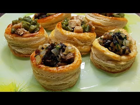 Видео: Слоёные стаканчики ВОЛОВАНЫ с начинкой. Старинная французская закуска.