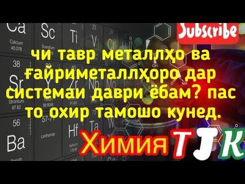 Видео: #ХИМИЯ #Муайян намудани #металхо ва гайри металҳо #электроманфият ва #радиуси атомҳо