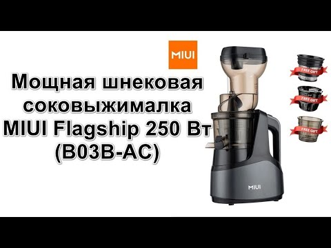 Видео: Мощная шнековая соковыжималка MIUI Flagship(B03B-AC) 250 Вт