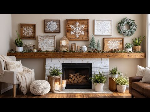 Видео: Идеи красивого зимнего декора для фермерского дома | Простые и недорогие поделки в деревенском ст...