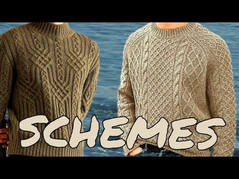 Видео: Схемы, вязание, мужские свитера. Patterns, knitting, men's sweaters.