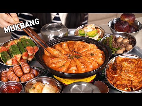 Видео: Мукбанг :) Острое рагу из креветок, Тушеный тофу, Блинчики с крабовыми палочками. Десерт – инжир.