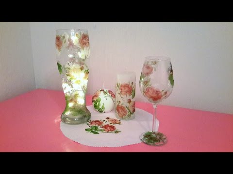 Видео: ДЕКУПАЖ НА СТЕКЛЕ...decoupage on glass....剪纸在玻璃上