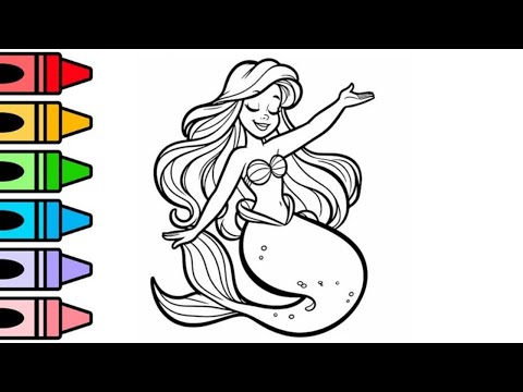Видео: Красивые рисунки, раскраски и рисунки русалок для детей и малышей || Давайте рисовать вместе