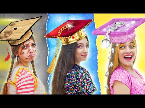 Видео: Бедный Выпускник vs. Богатый vs. Гига Богатый / Школьная история с Одноклассниками