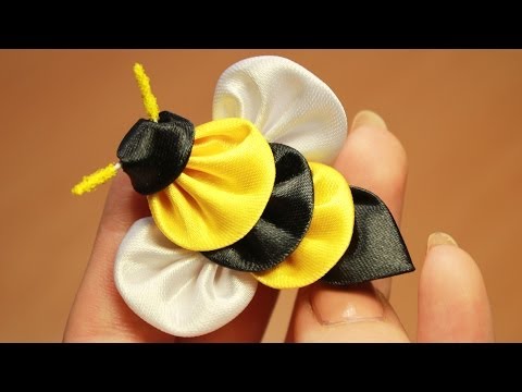 Видео: Пчела Канзаши Мастер класс ൠ DIY Kanzashi bee