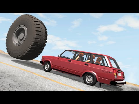 Видео: ПУНКТ НАЗНАЧЕНИЯ! КОЛЕСО ОТ БЕЛАЗА НА СПУСКЕ | BeamNG.drive