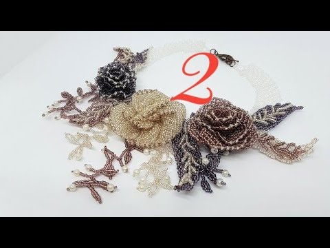 Видео: Necklace/Beaded necklace/DIY necklace/Beaded/Колье из бисера Розы/beaded rose necklace 2