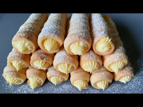 Видео: ЛЮБИМОЕ  ЛАКОМСТВО! ВКУСНО И НЕ СЛОЖНО! Песочные Трубочки с Кремом.