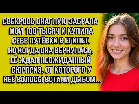 Видео: Свекровь внаглую забрала мои 100 тысяч и купила себе путёвки в Египет. Но когда она вернулась, её