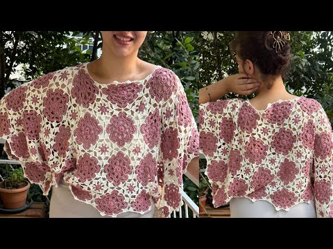 Видео: Новый дизайн! Делаем повседневную кофточку из мотивов, связанных крючком #crochet #diy #blouse