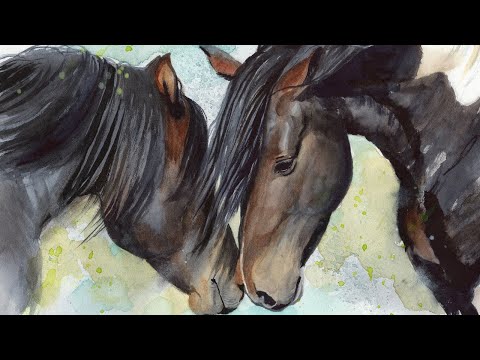 Видео: Урок по рисованию акварелью лошади: как нарисовать гриву