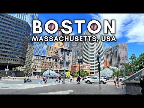 Видео: Тур по Бостону на машине, США: исследование центра Бостона, Массачусетс — 4K