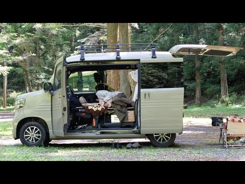 Видео: Спать один в маленькой машине в тихом лесу.