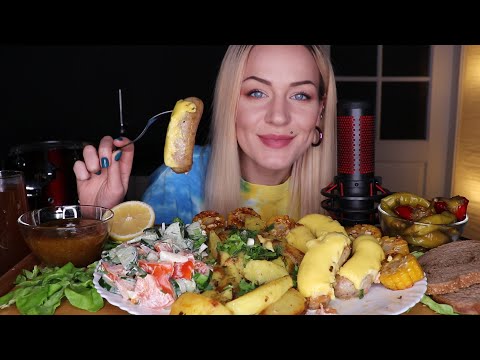 Видео: MUKBANG | Купаты с сыром, салат, картофель | Sausages with cheese, salad, potatoes не ASMR