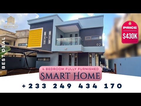 Видео: Полностью меблированный и 4-комнатный дом класса люкс "умный" в Кумаси (Сантаси) за 430 тыс. долл...
