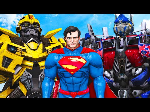 Видео: супермен против шмеля и оптимуса прайма (трансформеры) - эпическая битва