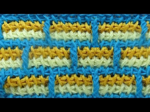 Видео: Узор Кирпичики вязание крючком Tunisian crochet pattern 53