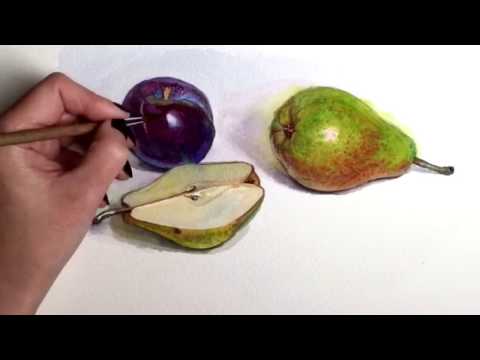 Видео: Фрукты. Этюд акварелью.