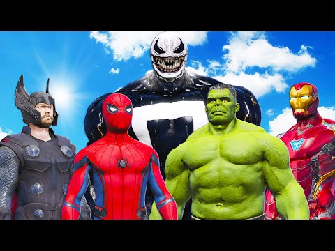 Видео: мстители против яда-призрака - железный человек, тор, человек-паук, халк против яда-призрака
