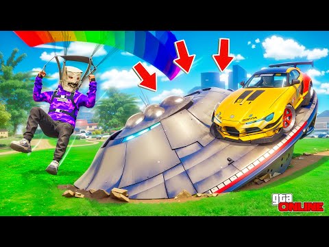 Видео: НАШЕЛ ЛЕТАЮЩУЮ ТАРЕЛКУ И ТАЧКУ НА ПАРАШЮТЕ! БИТВА ПАРАШЮТИСОВ В ГТА 5 ОНЛАЙН