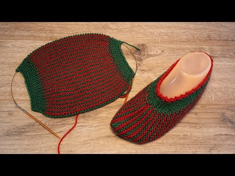 Видео: Легкие следки спицами одним полотном | Easy knitting slippers | Hafif örgü terlikleri